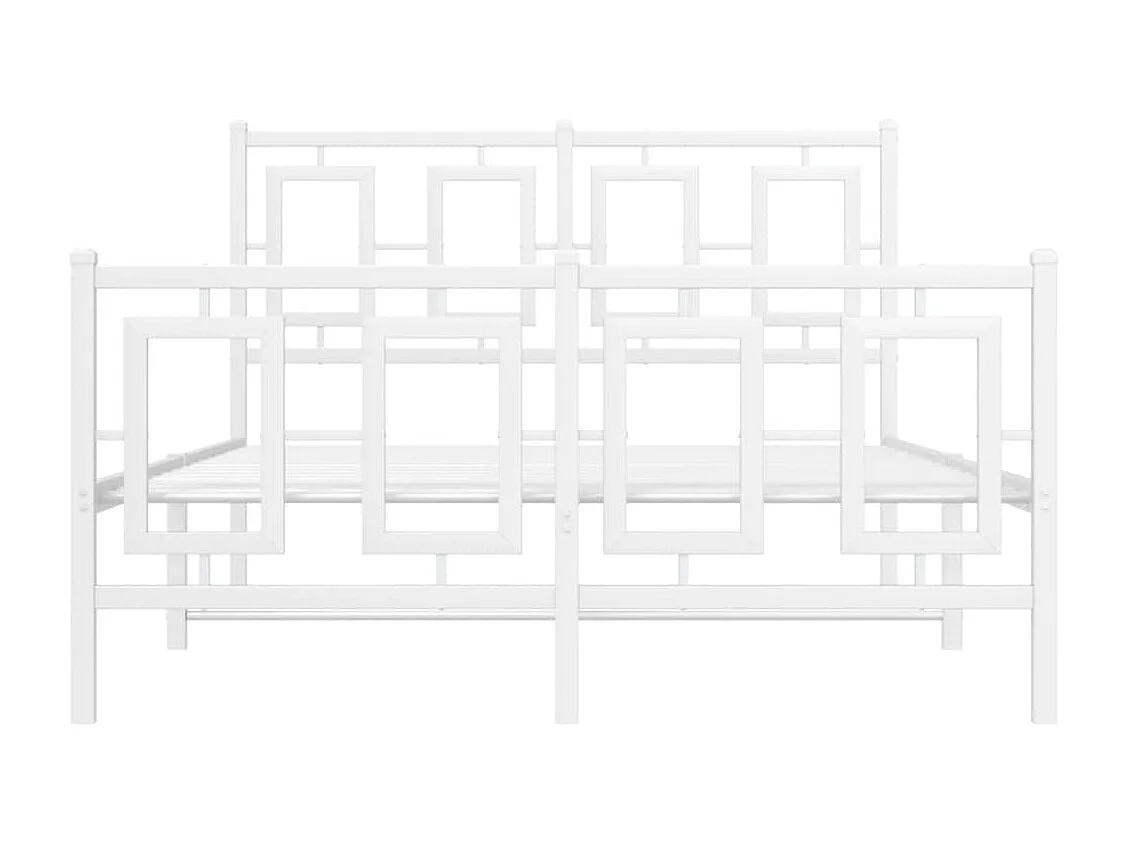 Lit simple | Lit adulte, enfant | Cadre de lit métal et pied de lit blanc 120x200 cm