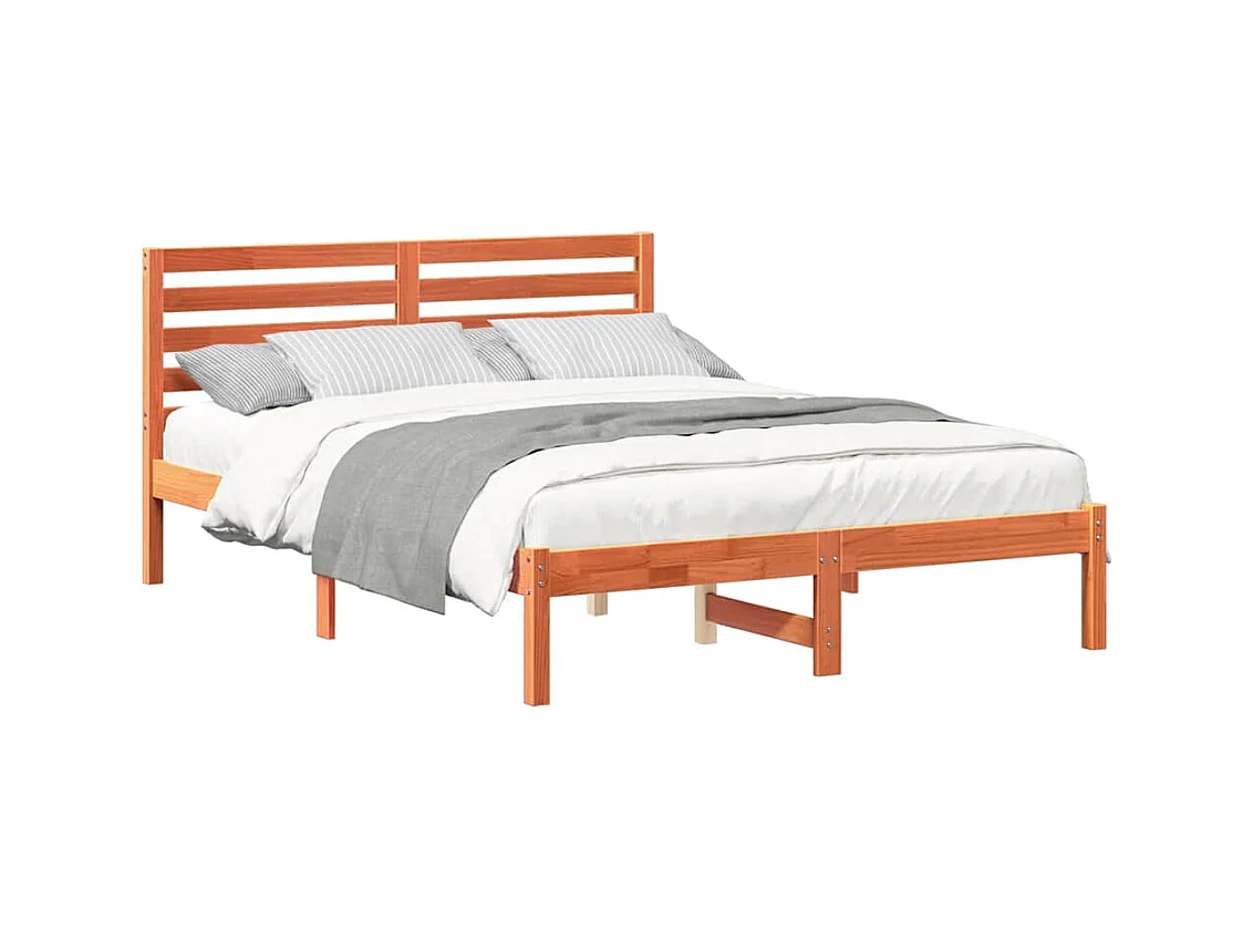 Lit simple | Lit adulte, enfant | Cadre de lit Marron cire 120x200 cm Bois massif en pin