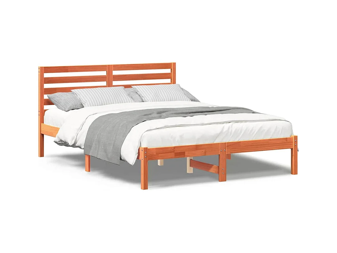Lit simple | Lit adulte, enfant | Cadre de lit Marron cire 120x200 cm Bois massif en pin