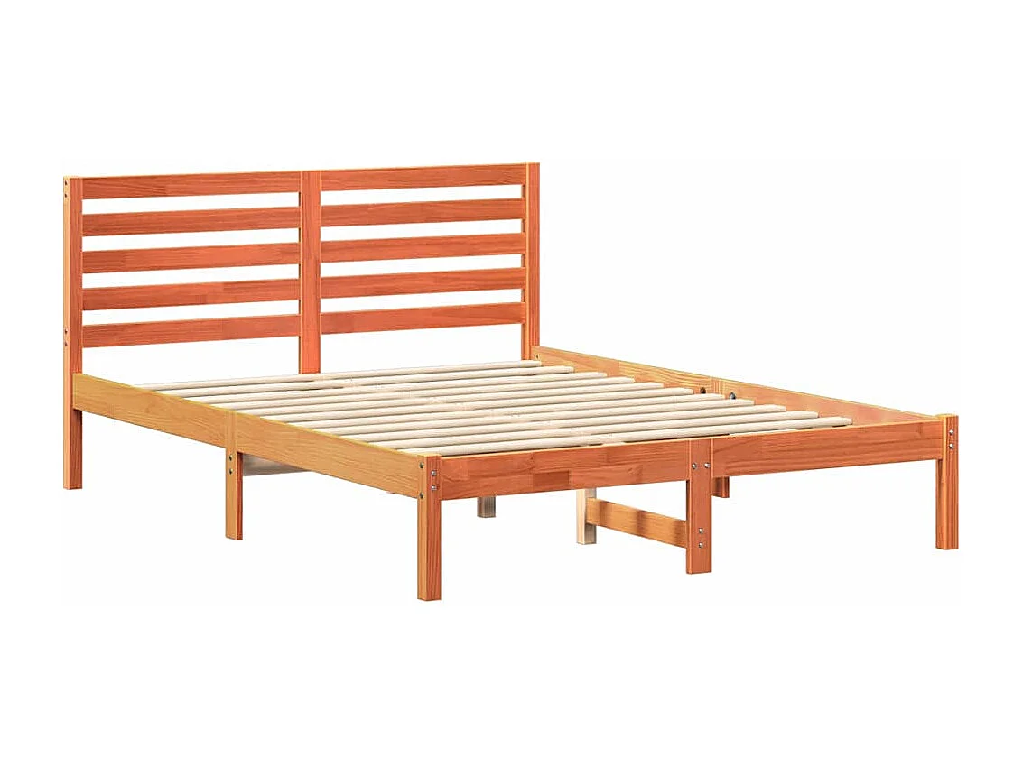 Lit simple | Lit adulte, enfant | Cadre de lit Marron cire 120x200 cm Bois massif en pin