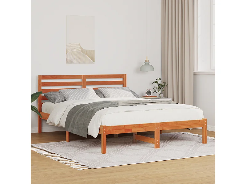 Lit simple | Lit adulte, enfant | Cadre de lit Marron cire 120x200 cm Bois massif en pin