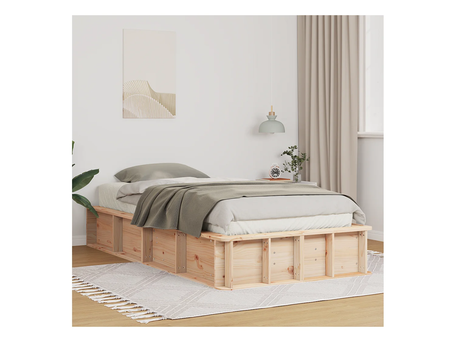 Lit simple | Lit adulte, enfant | Cadre de lit Marron 80x200 cm Bois massif en pin