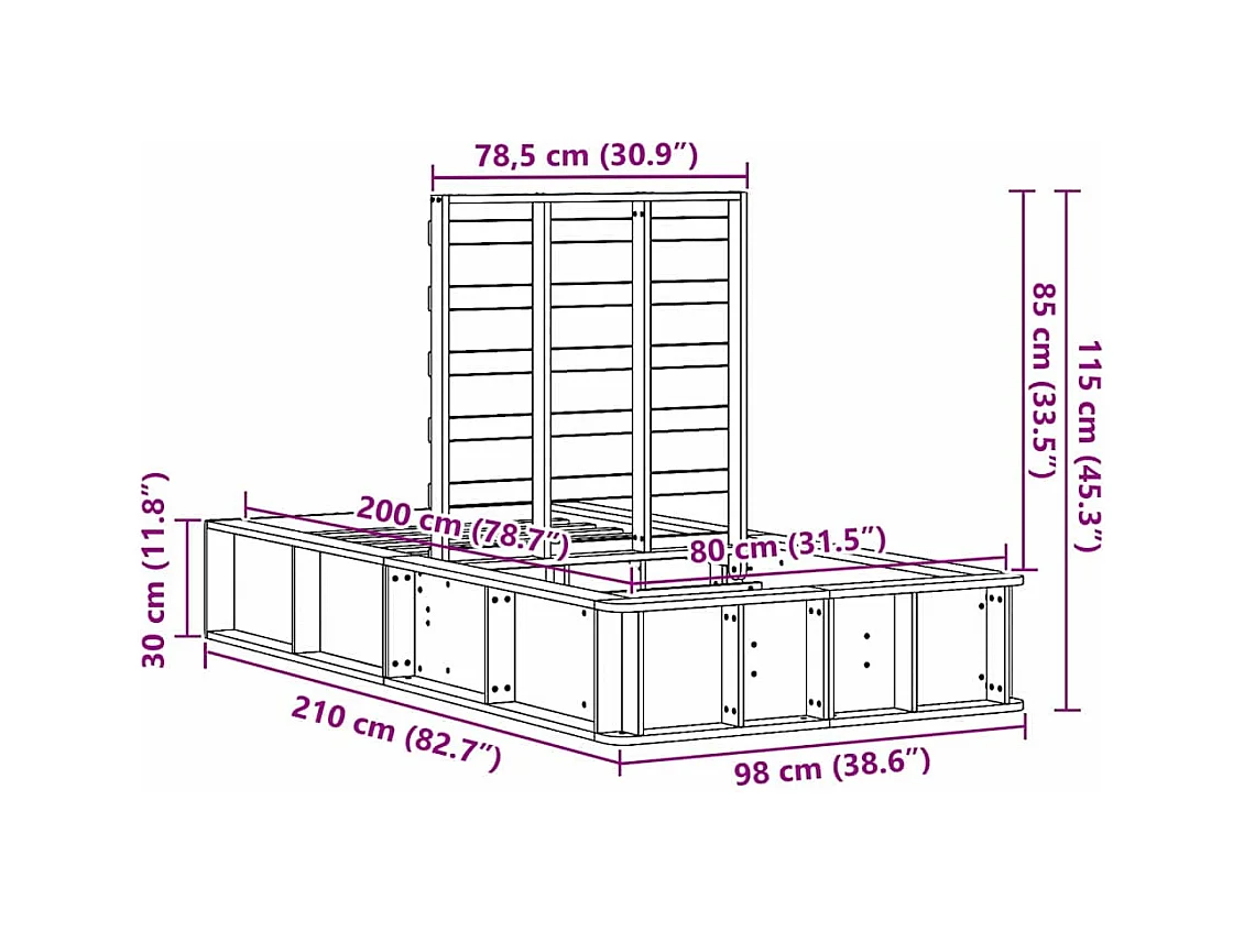 Lit simple | Lit adulte, enfant | Cadre de lit Marron 80x200 cm Bois massif en pin