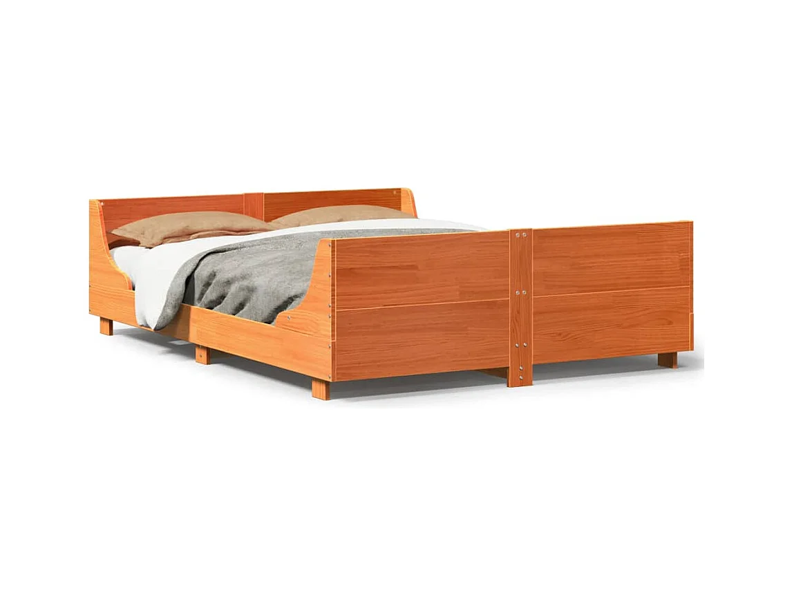 Lit simple | Lit adulte, enfant | Cadre de lit cire marron 120x200cm bois pin massif