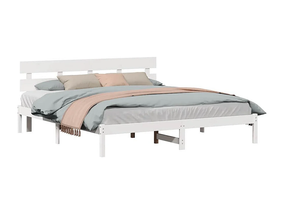 Lit double | Lit adulte | Cadre de lit Blanc 180x200 cm Bois de pin massif