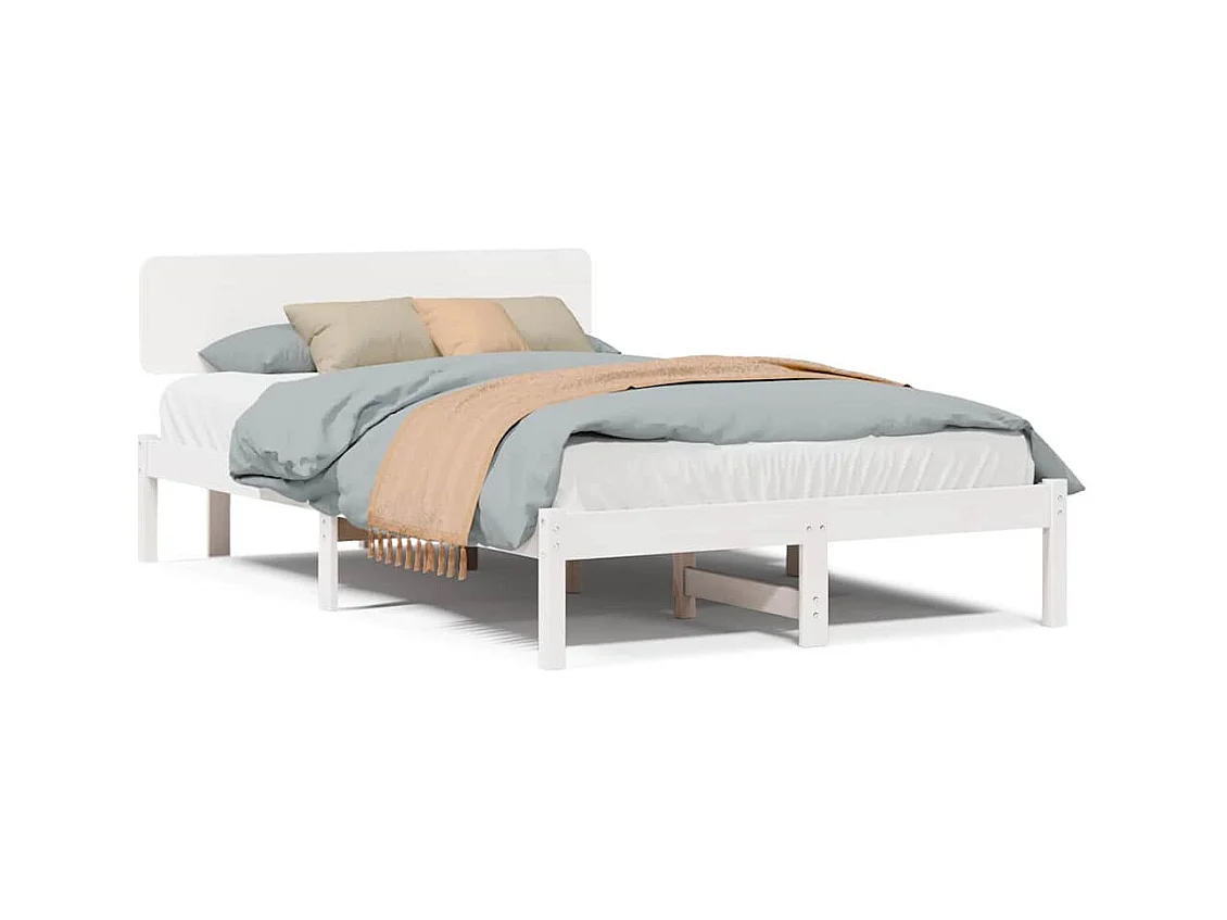 Lit double | Lit adulte | Cadre de lit Blanc 140x190 cm Bois massif en pin