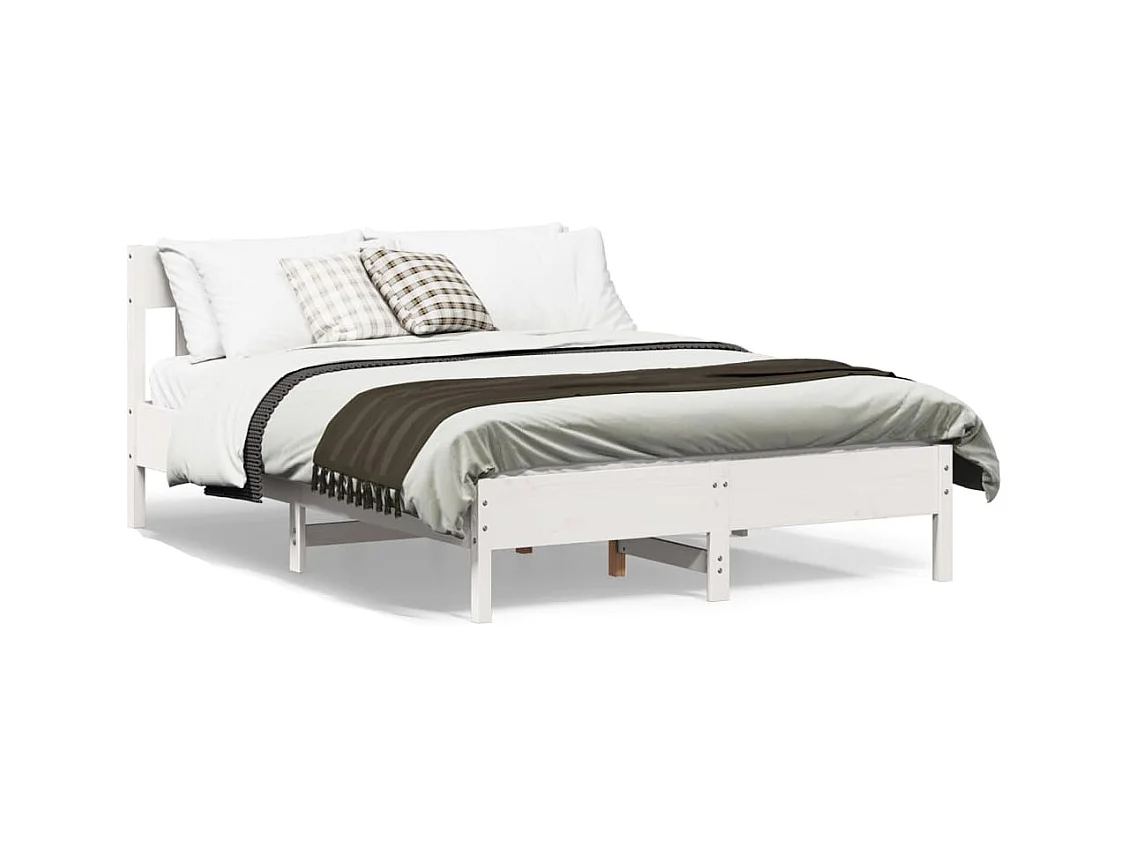 Lit simple | Lit adulte, enfant | Cadre de lit blanc 120x190 cm bois de pin massif