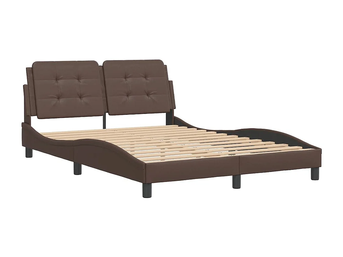 Bedframe | Eenpersoonsbed zonder matras "Zadar" kunstleer bruin 120x200 cm