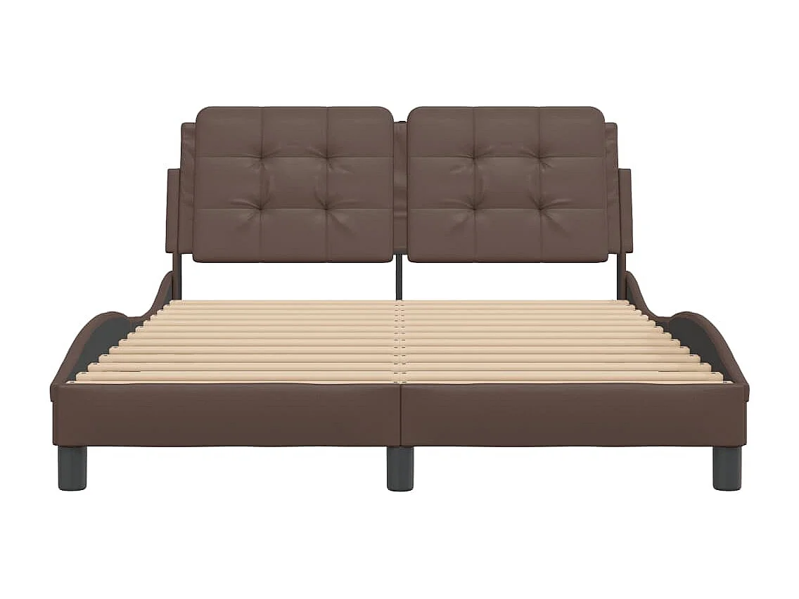 Bedframe | Eenpersoonsbed zonder matras "Zadar" kunstleer bruin 120x200 cm
