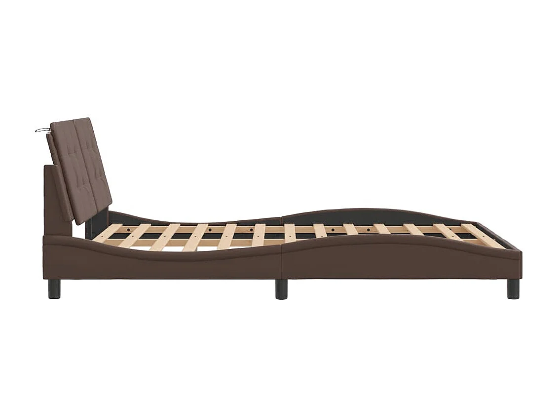 Bedframe | Eenpersoonsbed zonder matras "Zadar" kunstleer bruin 120x200 cm