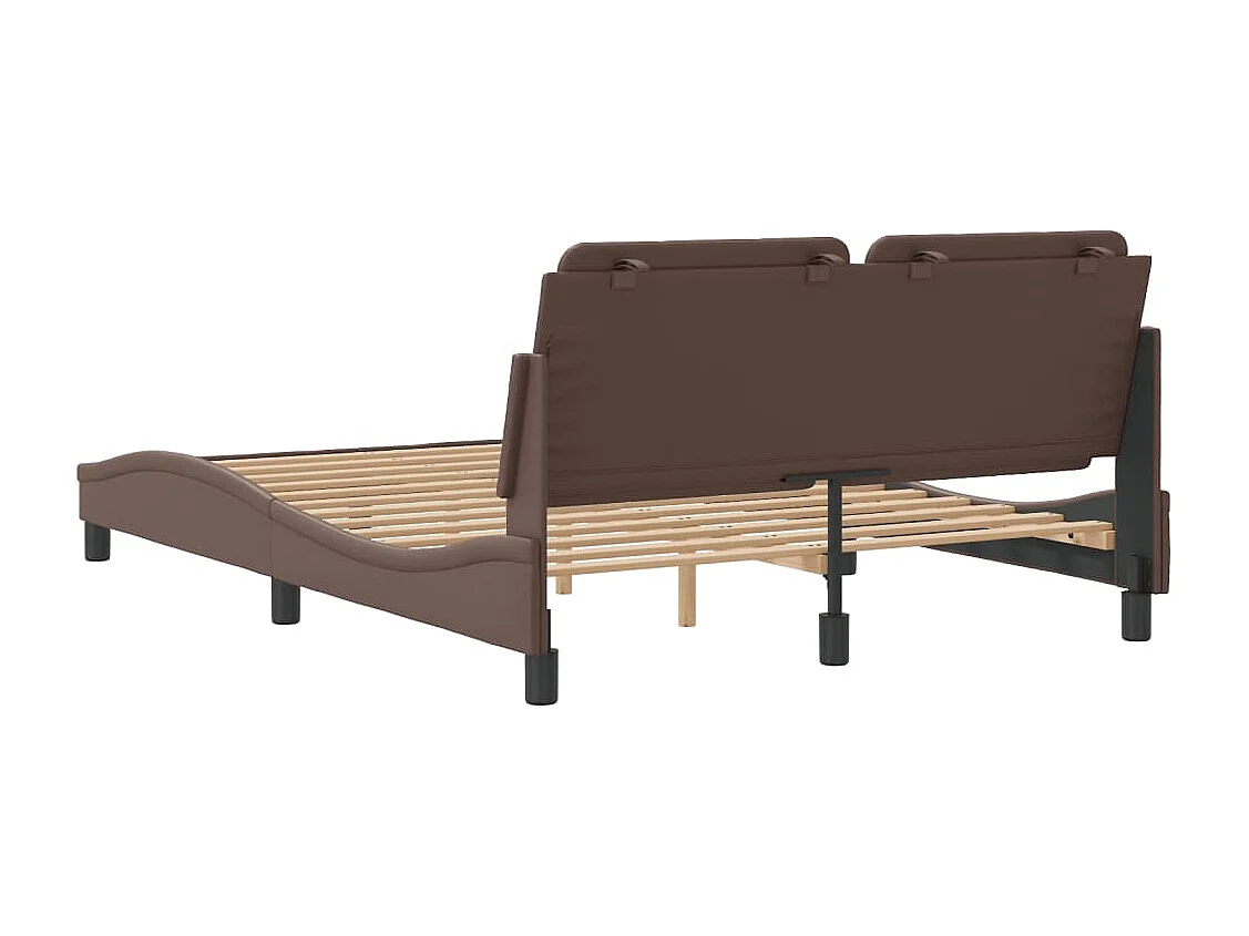 Bedframe | Eenpersoonsbed zonder matras "Zadar" kunstleer bruin 120x200 cm