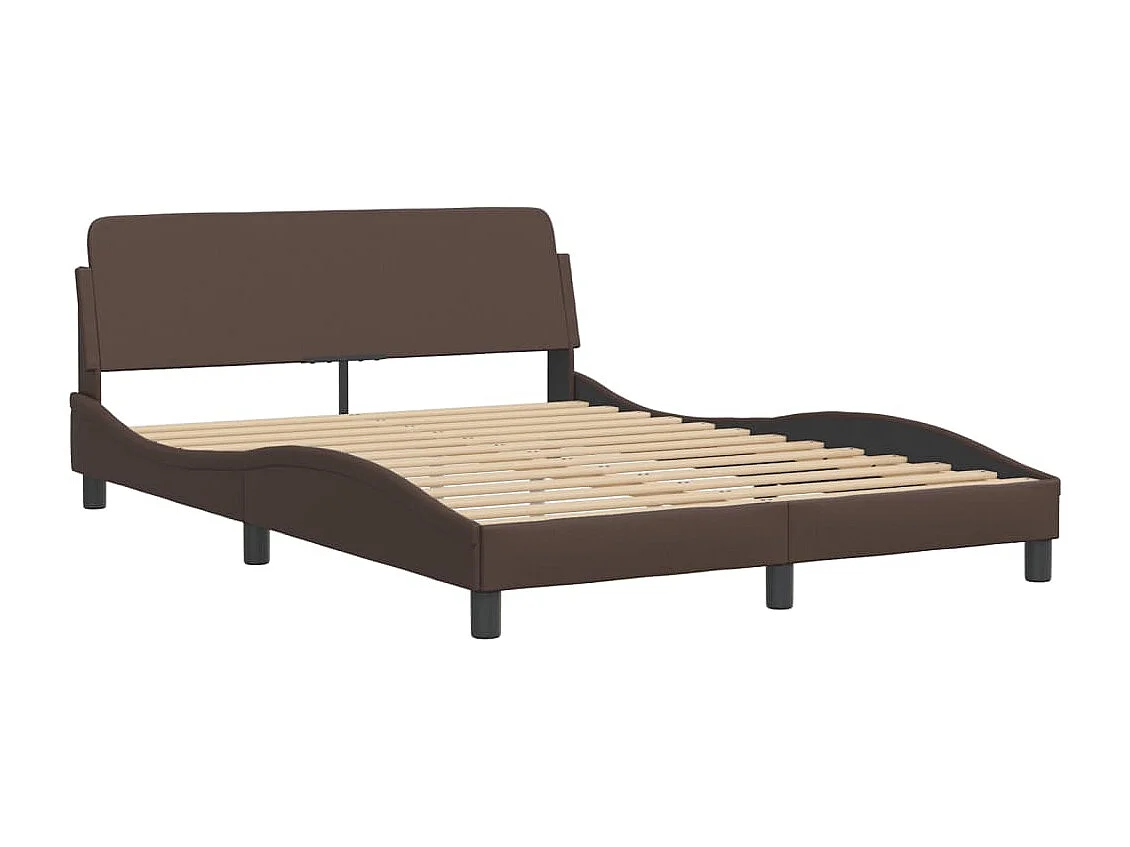 Bedframe | Eenpersoonsbed zonder matras "Zadar" kunstleer bruin 120x200 cm