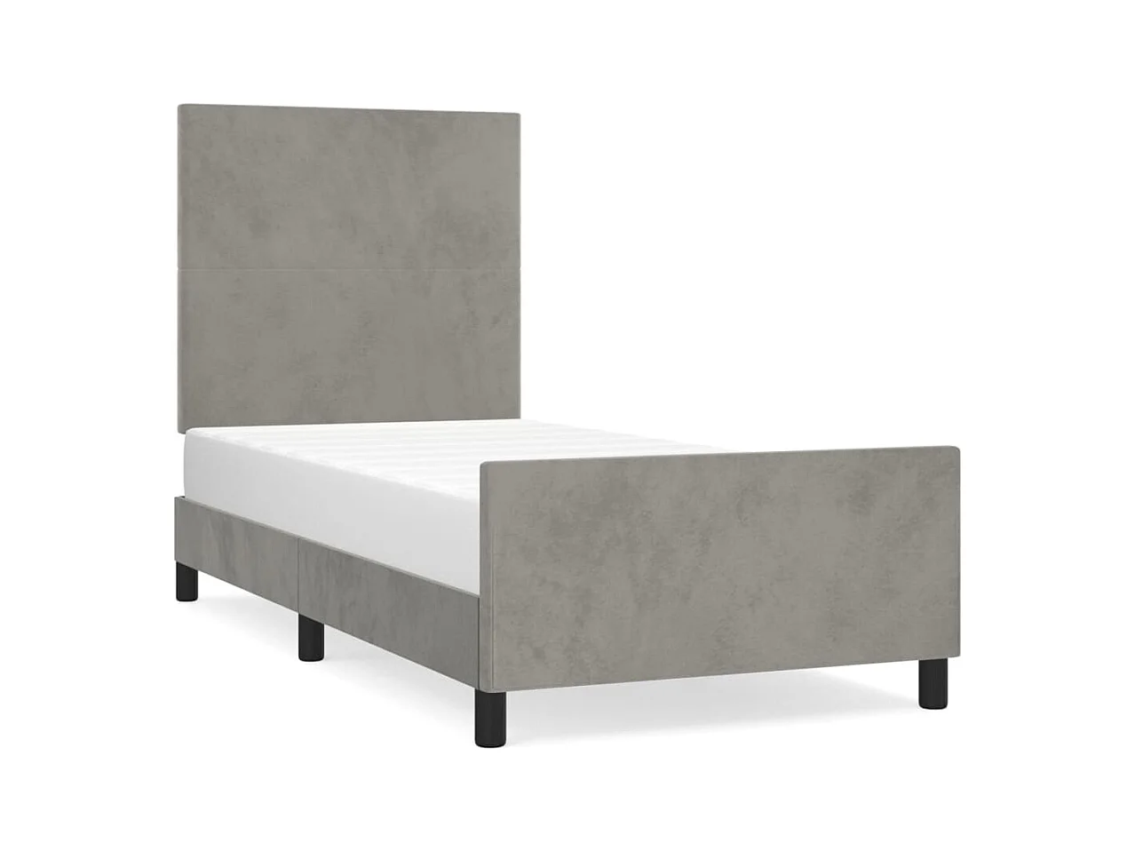 Lit simple | Lit adulte, enfant | Cadre de lit gris clair 90x190 cm velours