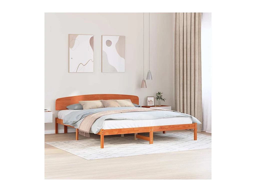 Lit double | Lit adulte | Cadre de lit Marron 200x200 cm Bois de pin massif