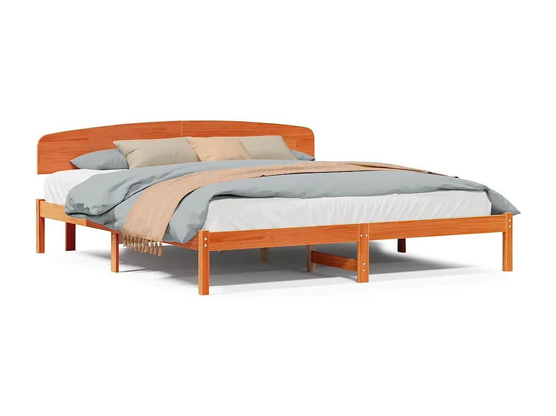 Lit double | Lit adulte | Cadre de lit Marron 200x200 cm Bois de pin massif