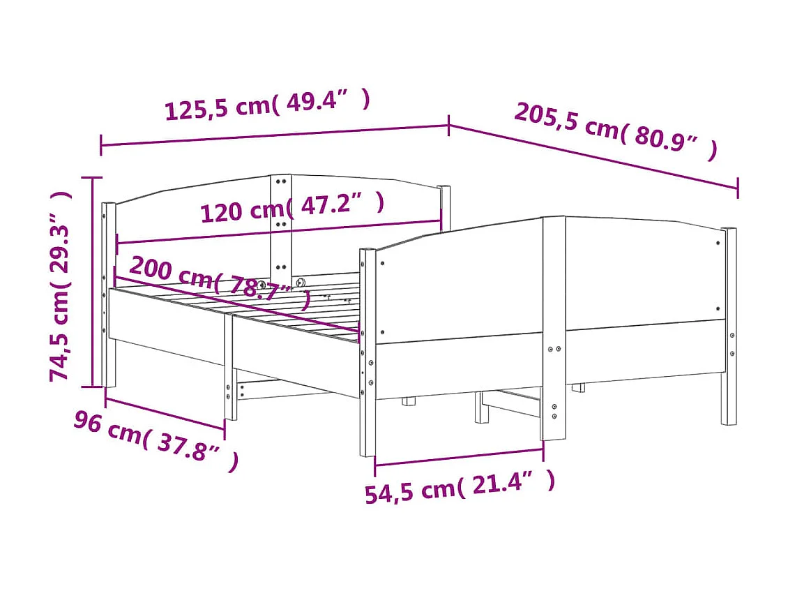 Lit simple | Lit adulte, enfant | Cadre de lit cire marron 120x200cm bois pin massif