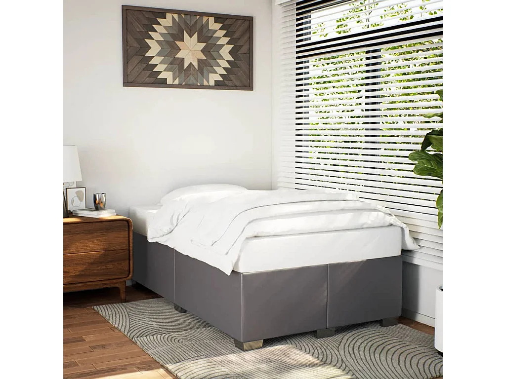 Letto per adulti | Letto singolo | Giroletto Grigio 120x200 cm in Similpelle