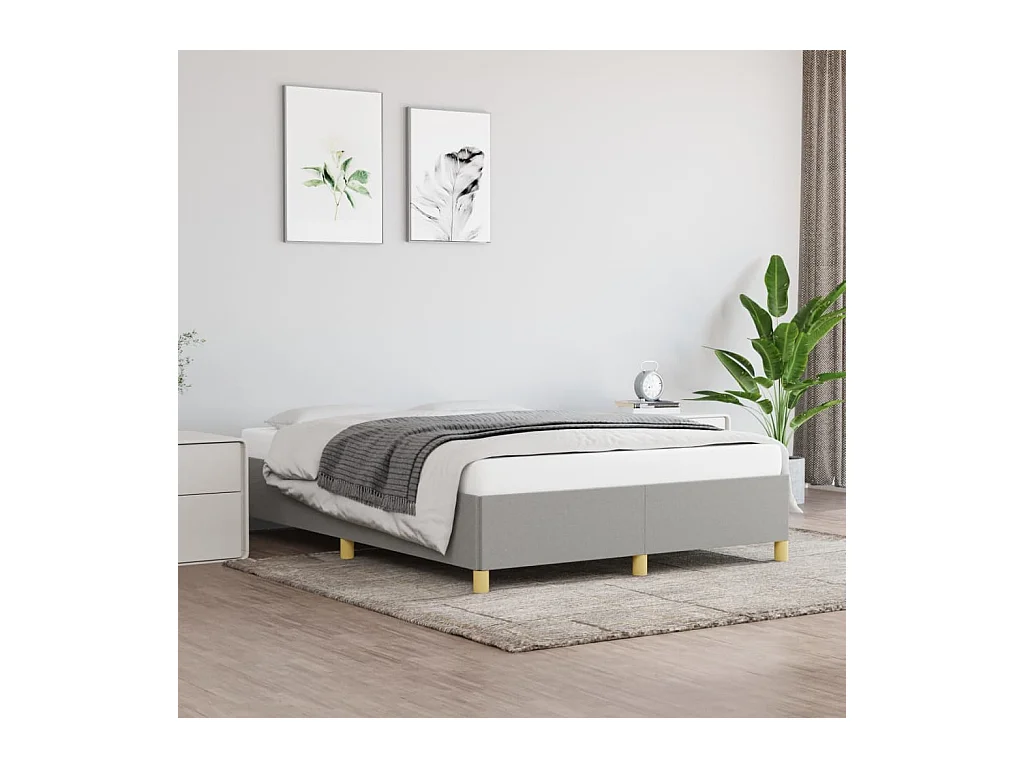 Lit double | Lit adulte | Cadre de lit gris clair 140x200 cm tissu