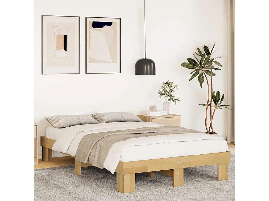 Lit simple | Lit adulte, enfant | Cadre de lit 120x200 cm bois massif de chêne