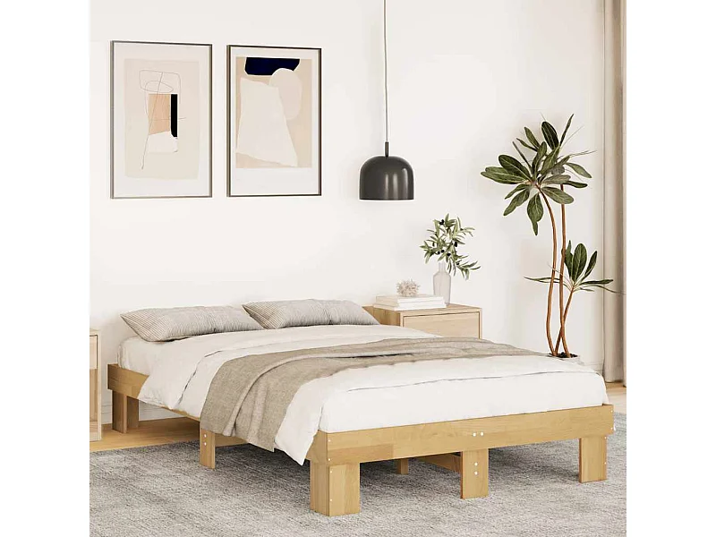 Lit simple | Lit adulte, enfant | Cadre de lit 120x200 cm bois massif de chêne