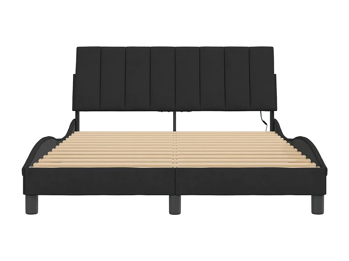 Letto per adulti | Letto singolo | Giroletto con LED senza Materasso Hanko Nero 120x200 cm in Velluto