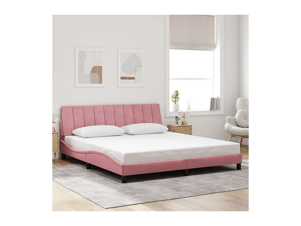 Lit double | Lit adulte | Cadre de lit rose 180x200 cm velours