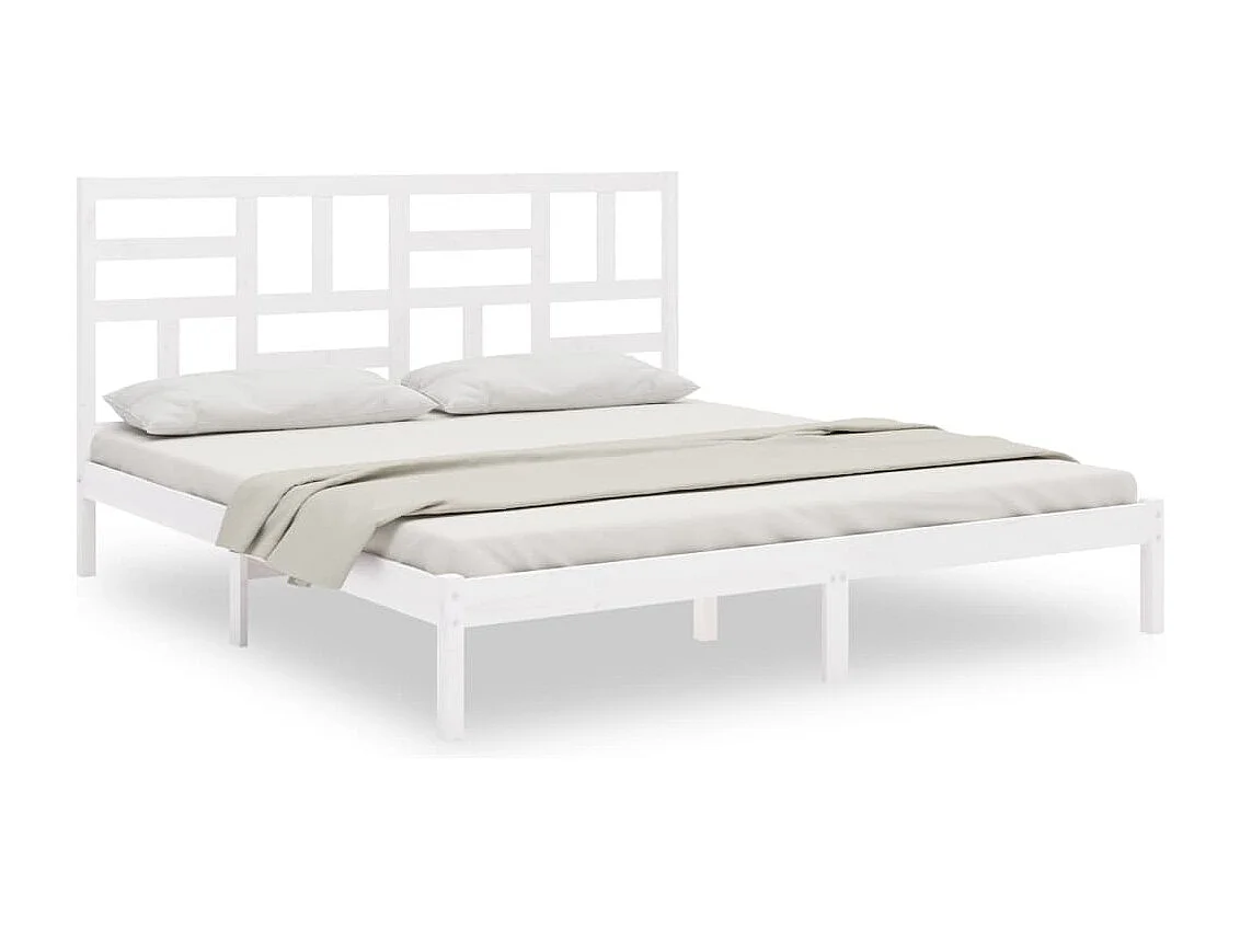 Lit double | Lit adulte | Cadre de lit blanc bois massif 200x200 cm