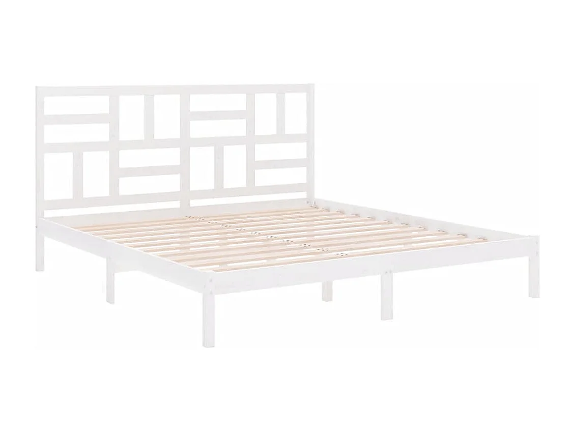 Lit double | Lit adulte | Cadre de lit blanc bois massif 200x200 cm