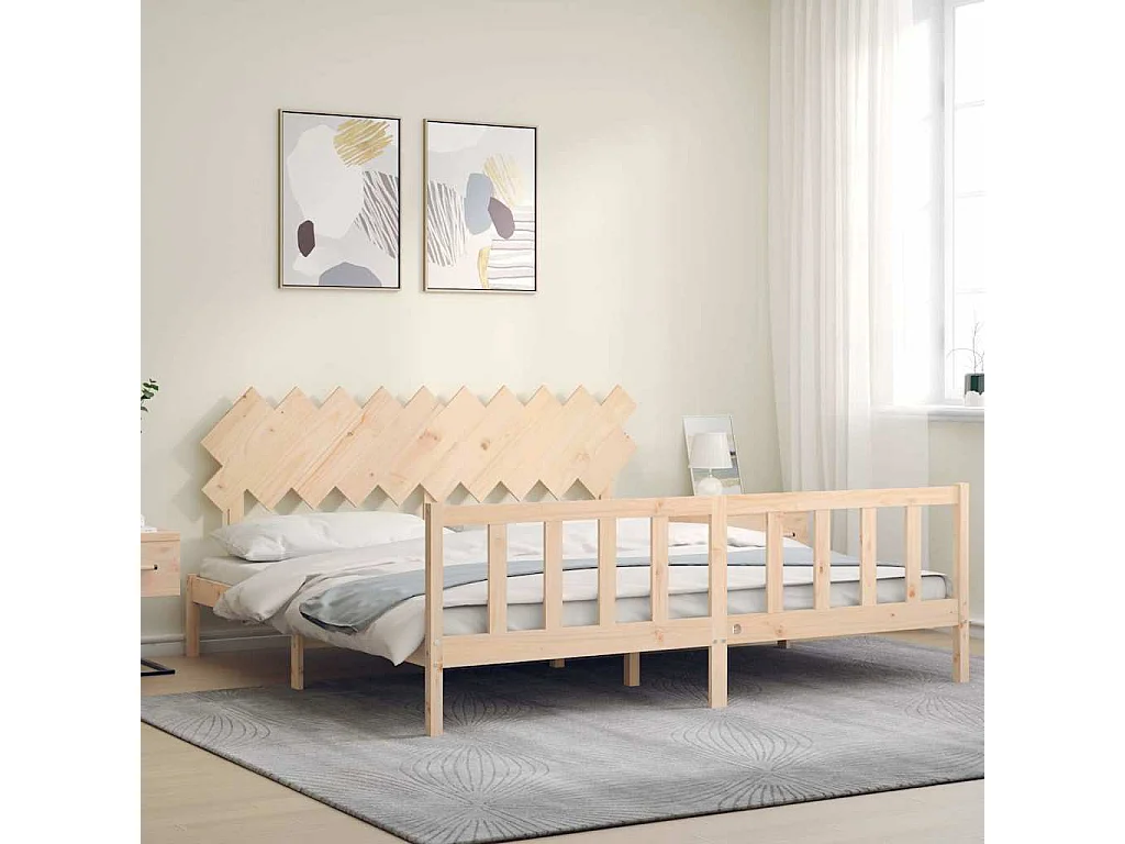 Lit double | Lit adulte | Cadre de lit 200x200 cm bois massif de pin