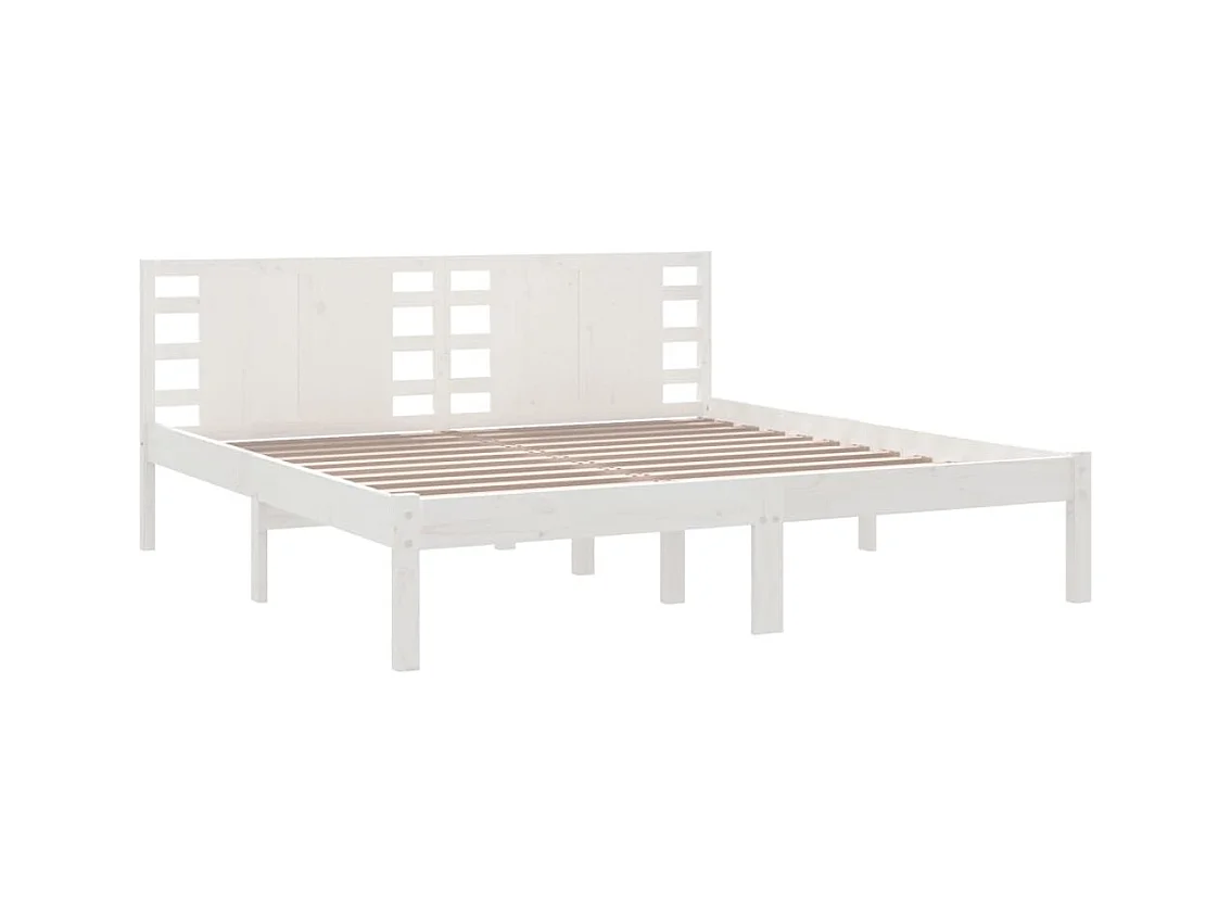 Lit double | Lit adulte | Cadre de lit blanc 200x200 cm bois massif de pin