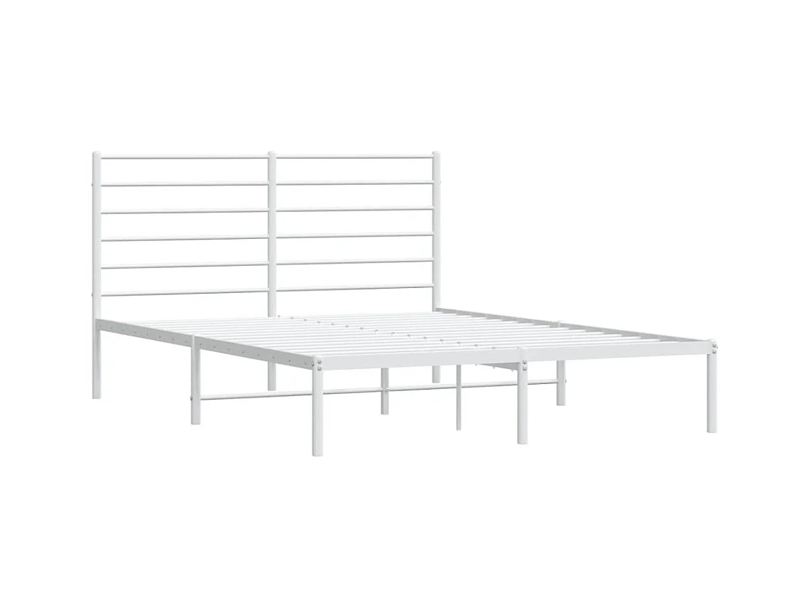 Lit double | Lit adulte | Cadre de lit métal et tête de lit blanc 160x200 cm