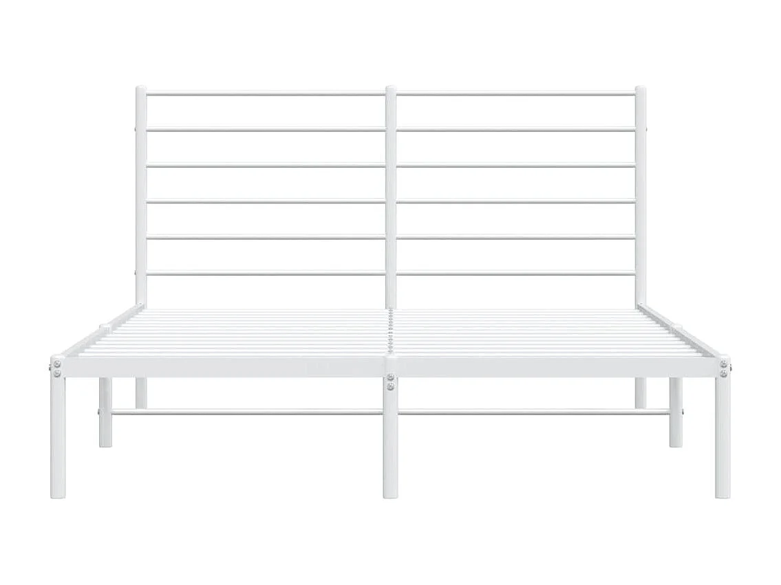 Lit double | Lit adulte | Cadre de lit métal et tête de lit blanc 160x200 cm