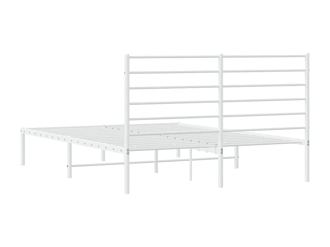 Lit double | Lit adulte | Cadre de lit métal et tête de lit blanc 160x200 cm