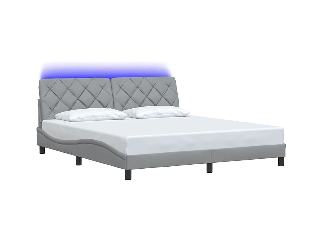 Lit double | Lit adulte | Cadre de lit avec LED gris clair 180x200 cm tissu