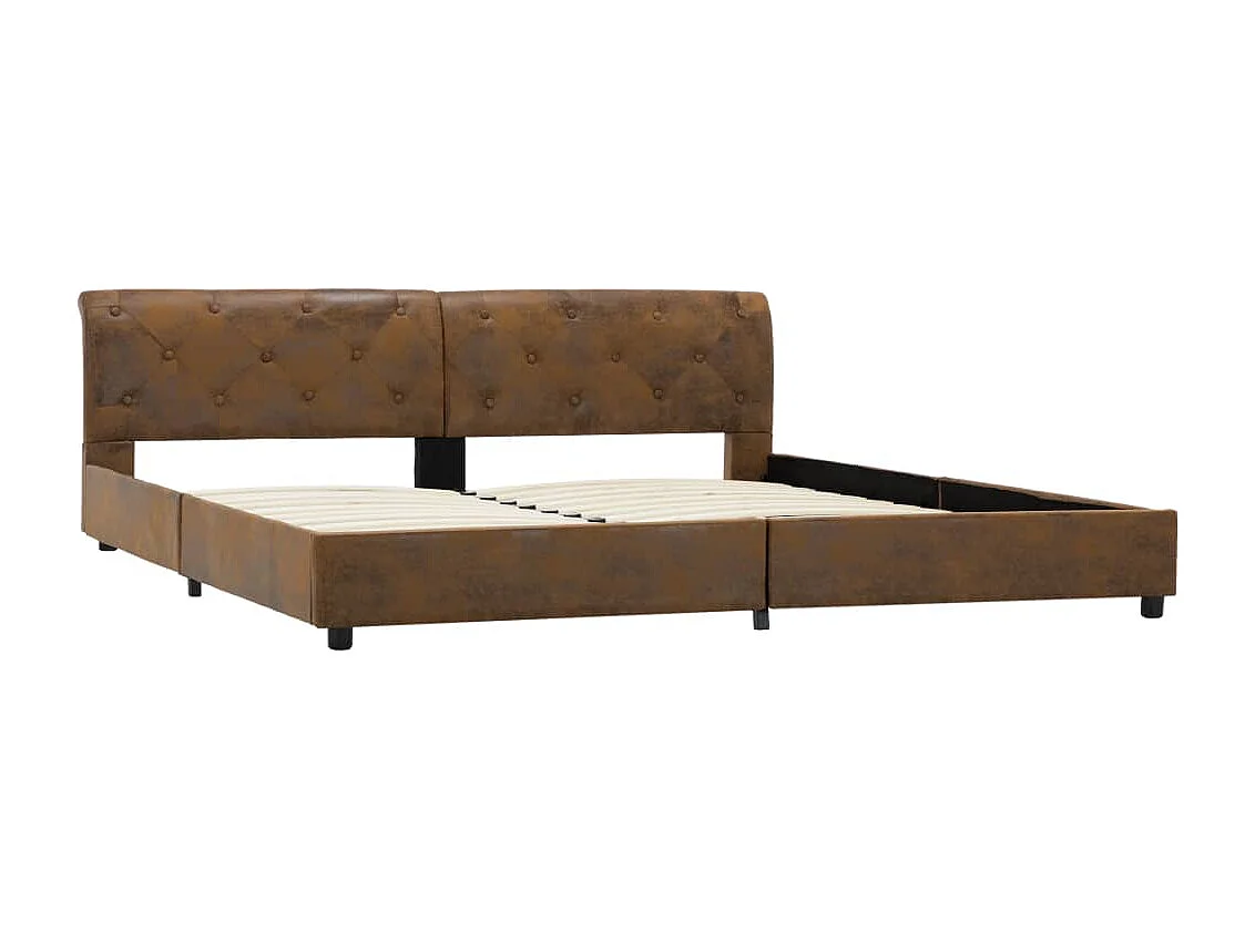 Lit double | Lit adulte | Cadre de lit marron similicuir daim 180x200 cm