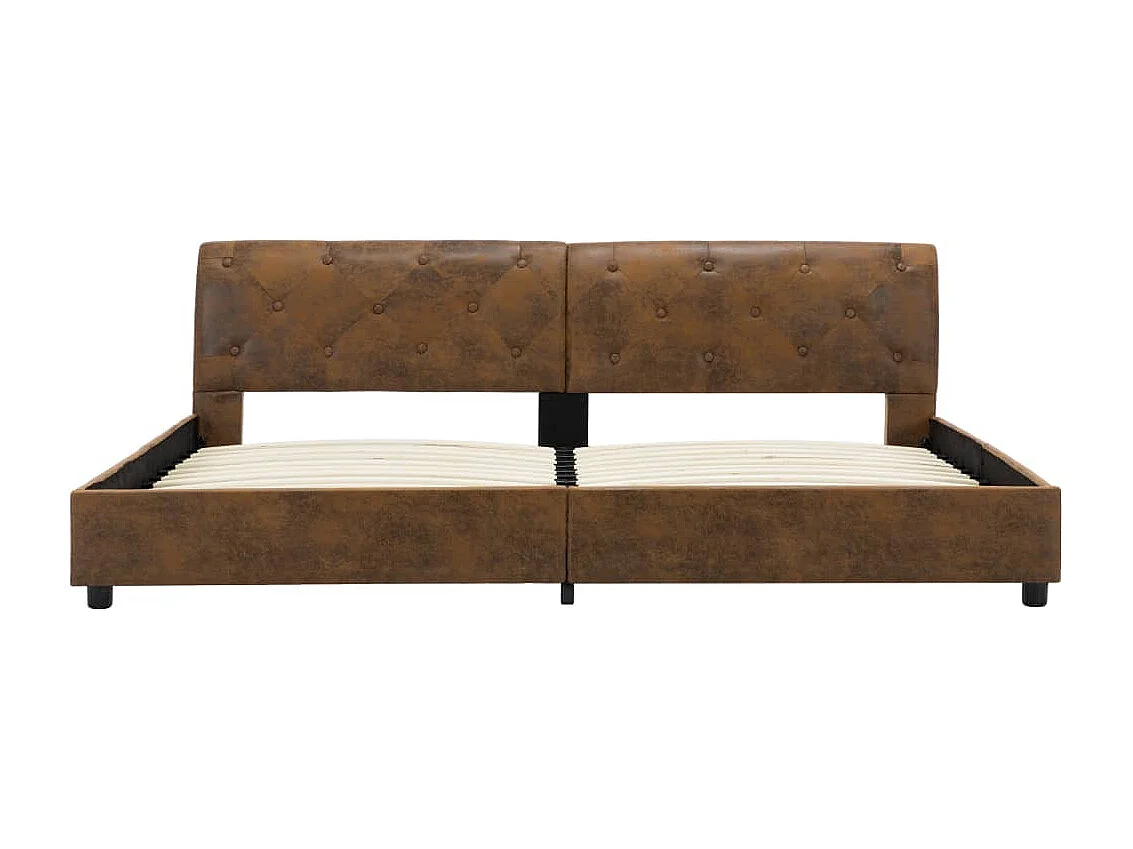 Lit double | Lit adulte | Cadre de lit marron similicuir daim 180x200 cm