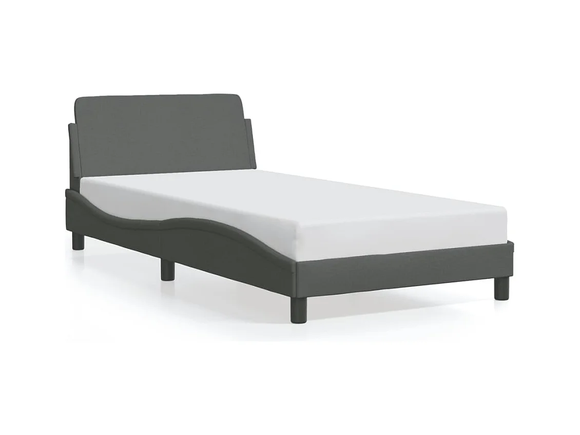 Lit simple | Lit adulte, enfant | Cadre de lit gris foncé 100x200 cm tissu