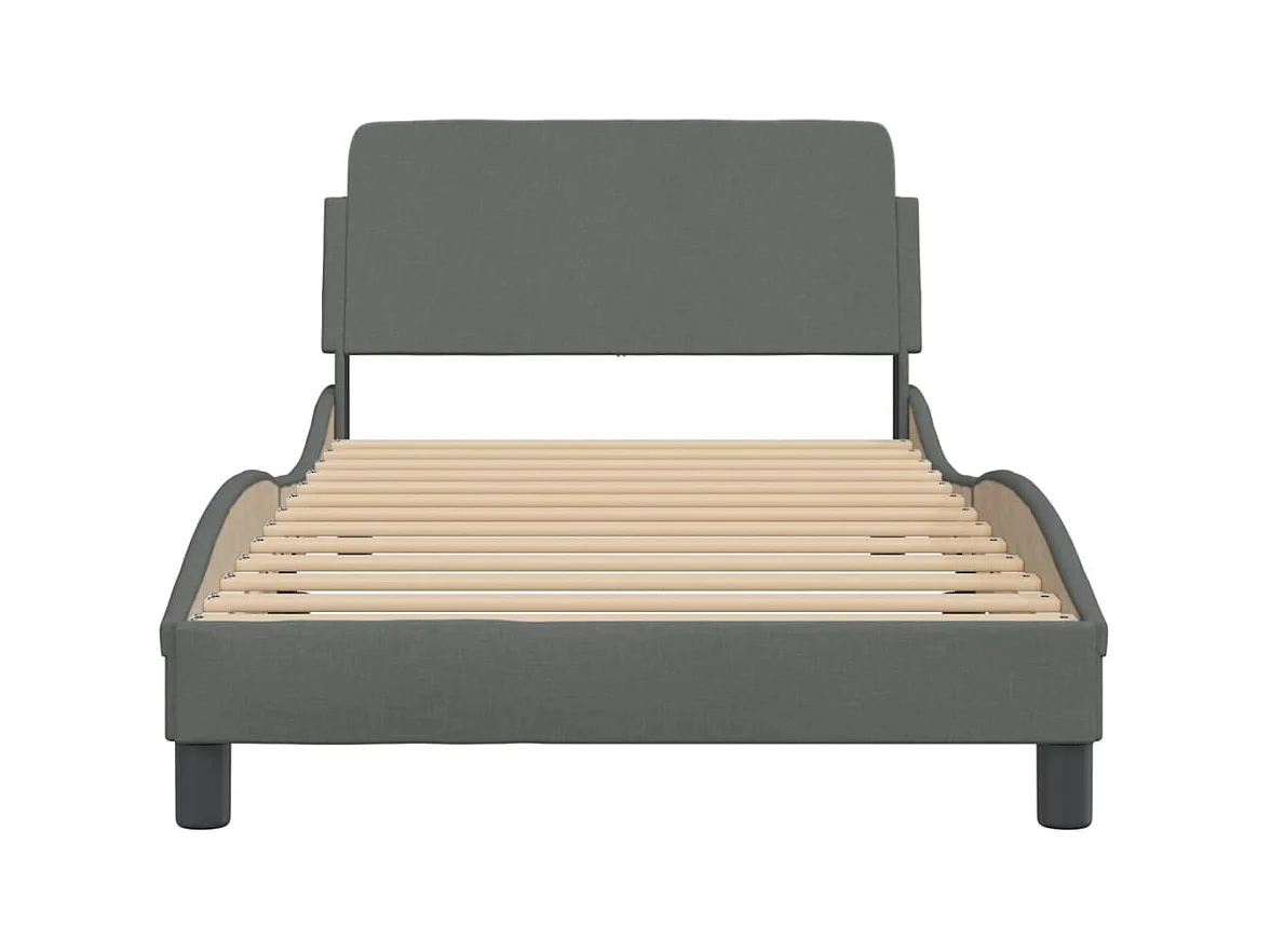 Lit simple | Lit adulte, enfant | Cadre de lit gris foncé 100x200 cm tissu