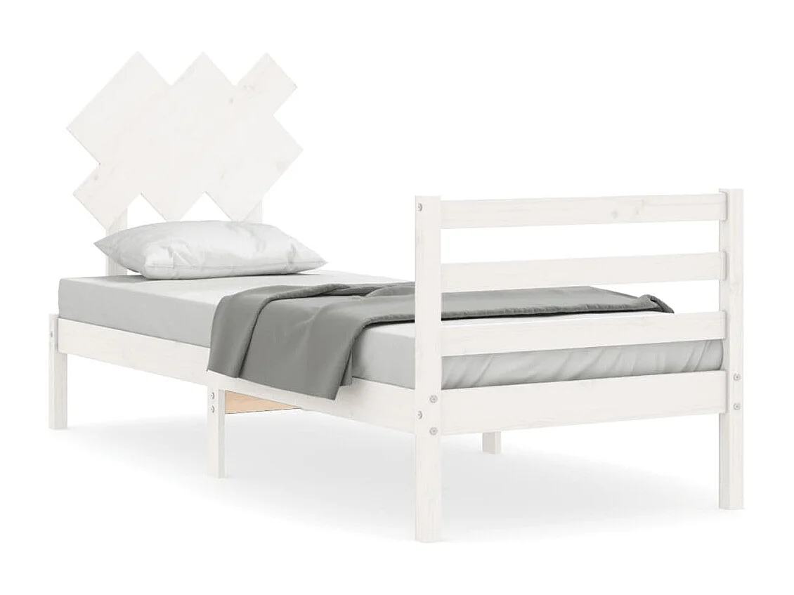 Lit simple | Lit adulte, enfant | Cadre de lit blanc bois massif 90x190 cm