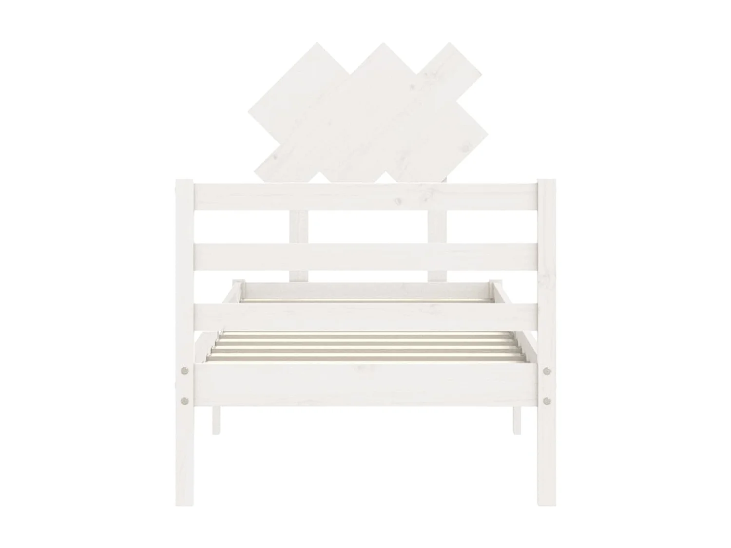 Lit simple | Lit adulte, enfant | Cadre de lit blanc bois massif 90x190 cm
