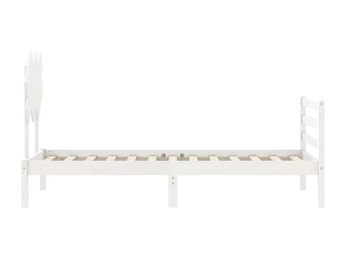 Lit simple | Lit adulte, enfant | Cadre de lit blanc bois massif 90x190 cm