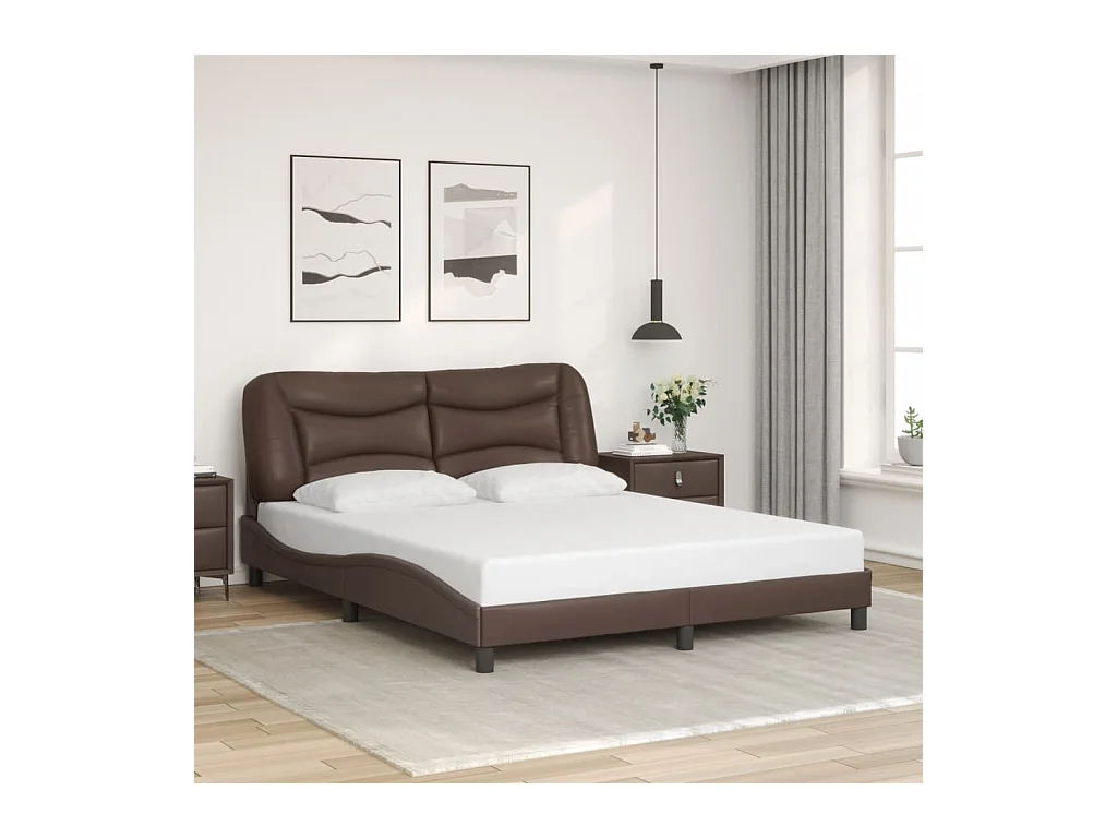 Lit double | Lit adulte | Cadre de lit avec LED marron 160x200 cm