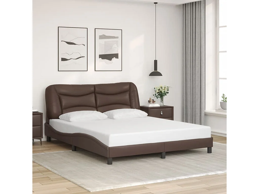 Lit double | Lit adulte | Cadre de lit avec LED marron 160x200 cm