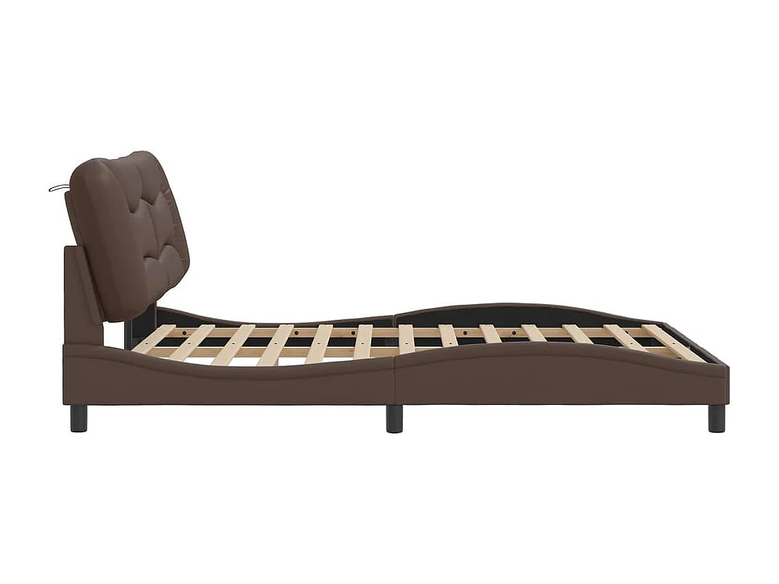 Lit double | Lit adulte | Cadre de lit avec LED marron 160x200 cm