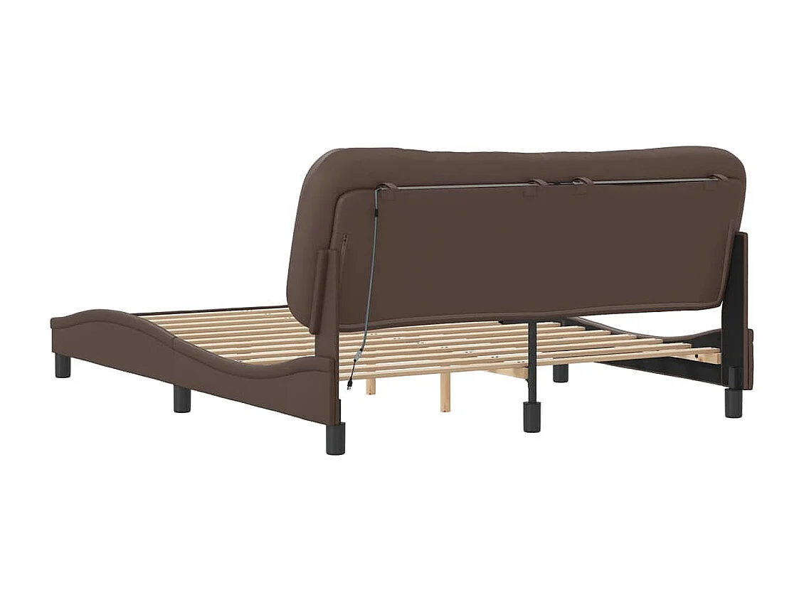 Lit double | Lit adulte | Cadre de lit avec LED marron 160x200 cm