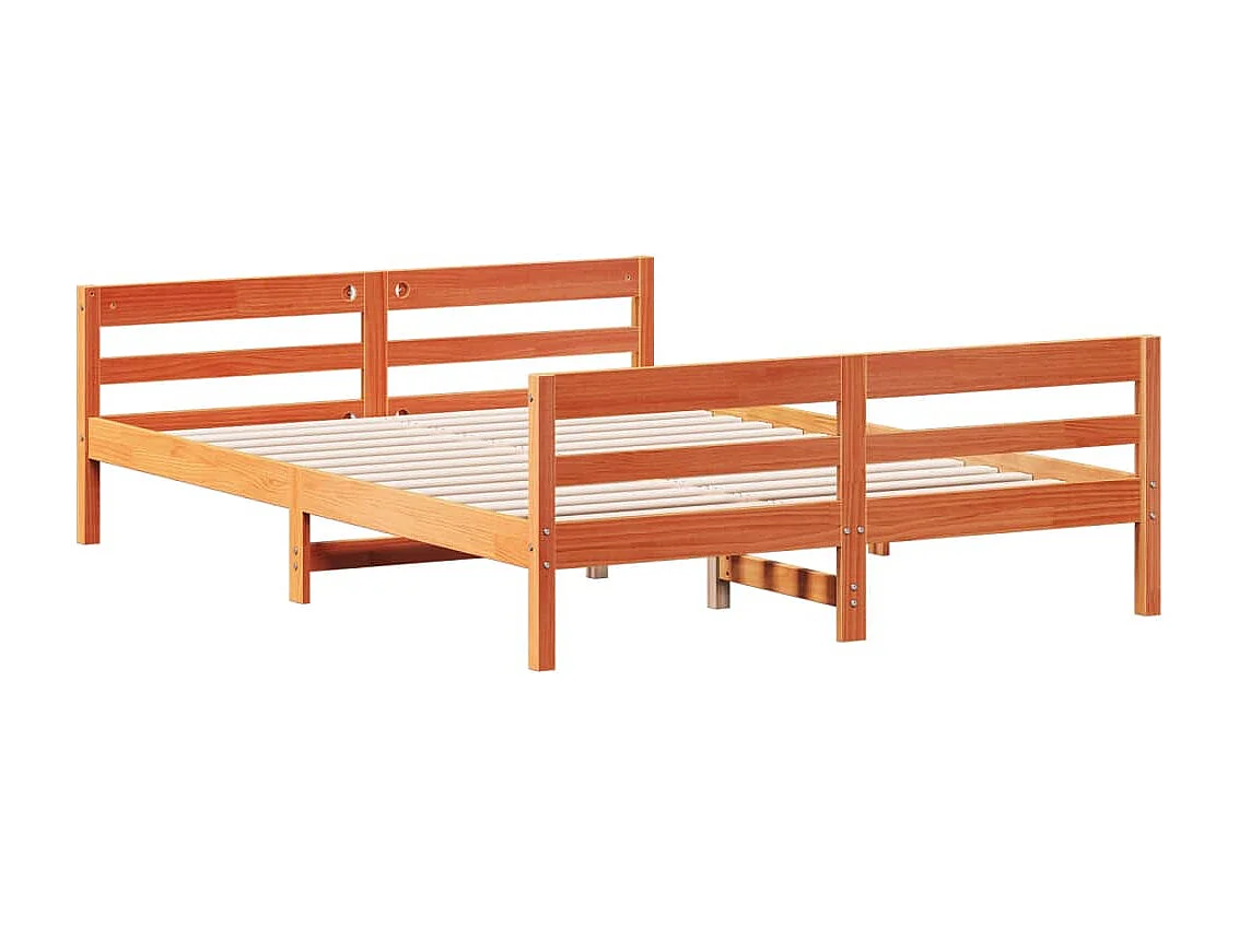 Lit double | Lit adulte | Cadre de lit cire marron 140x200cm bois pin massif