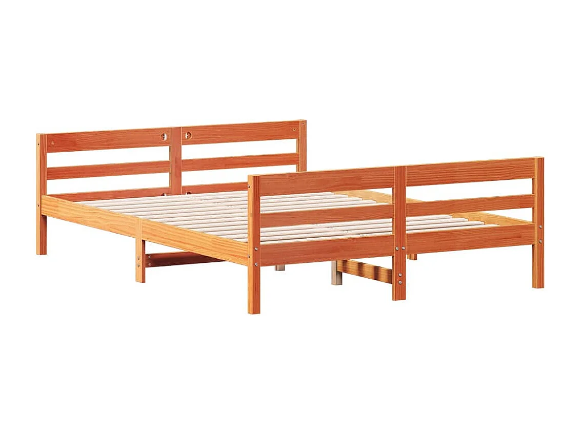Lit double | Lit adulte | Cadre de lit cire marron 140x200cm bois pin massif