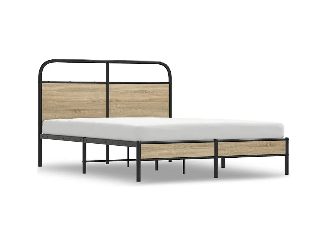 Lit simple | Lit adulte, enfant | Cadre de lit 120x200 cm chêne fumé bois ingénierie