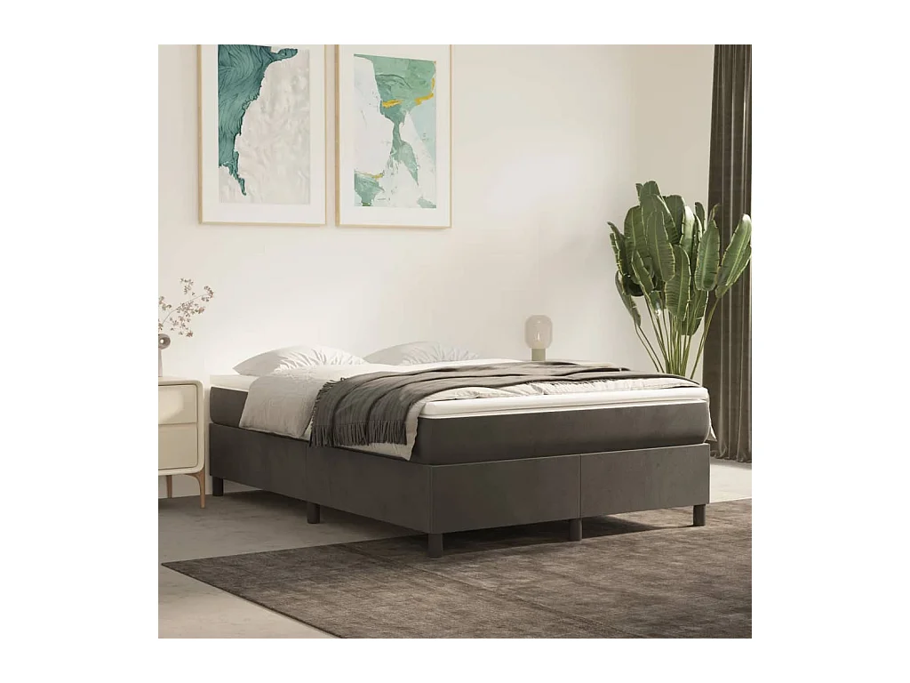 Lit double | Lit adulte | Cadre de lit gris foncé 140x200 cm velours