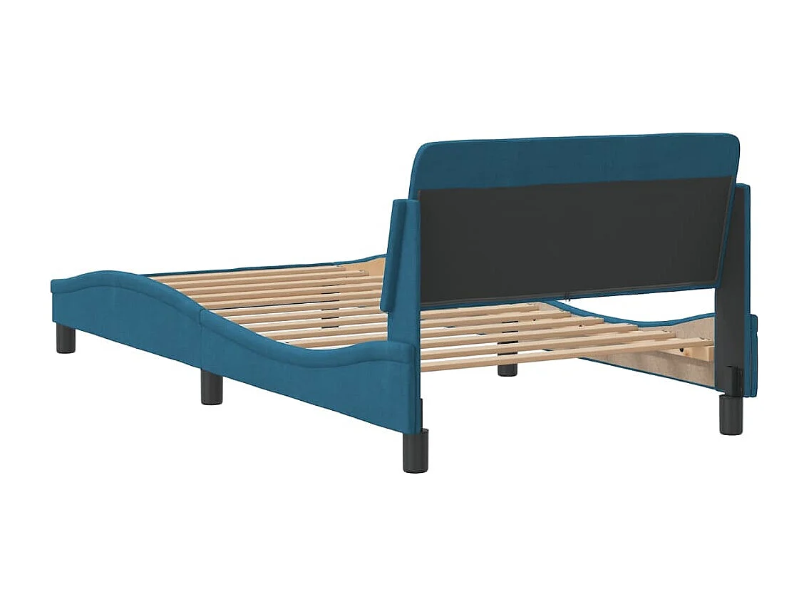 Lit simple | Lit adulte, enfant | Cadre de lit et tête de lit bleu 100x200cm velours